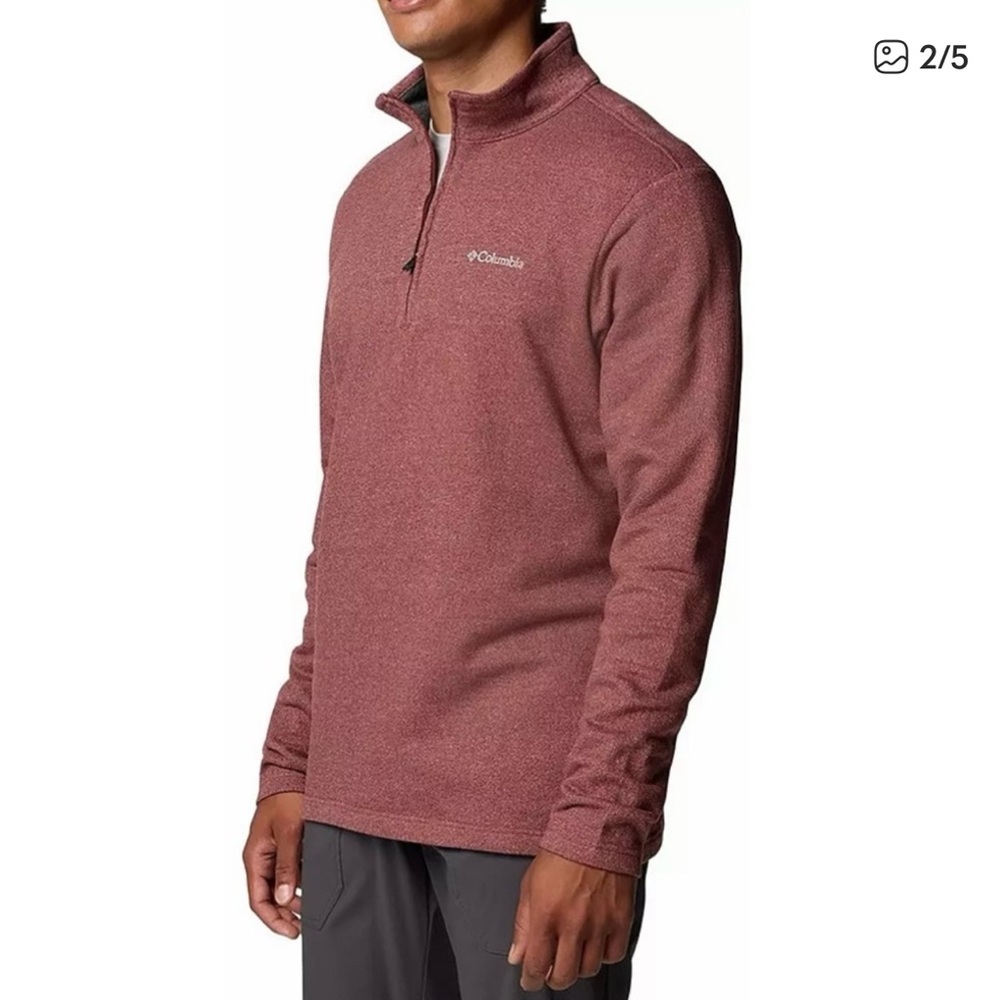 Columbia Men’s Heather Red 3/4 Zip-Up Sweater-XL - Picture 3 of 4